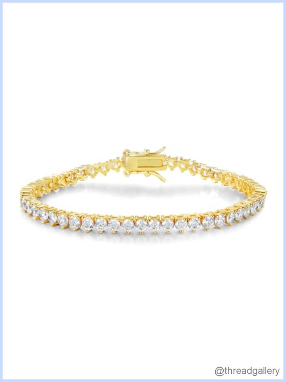 Gold Plated 4mm Cubic Zirconia Tennis Bracelet Spring Clasp